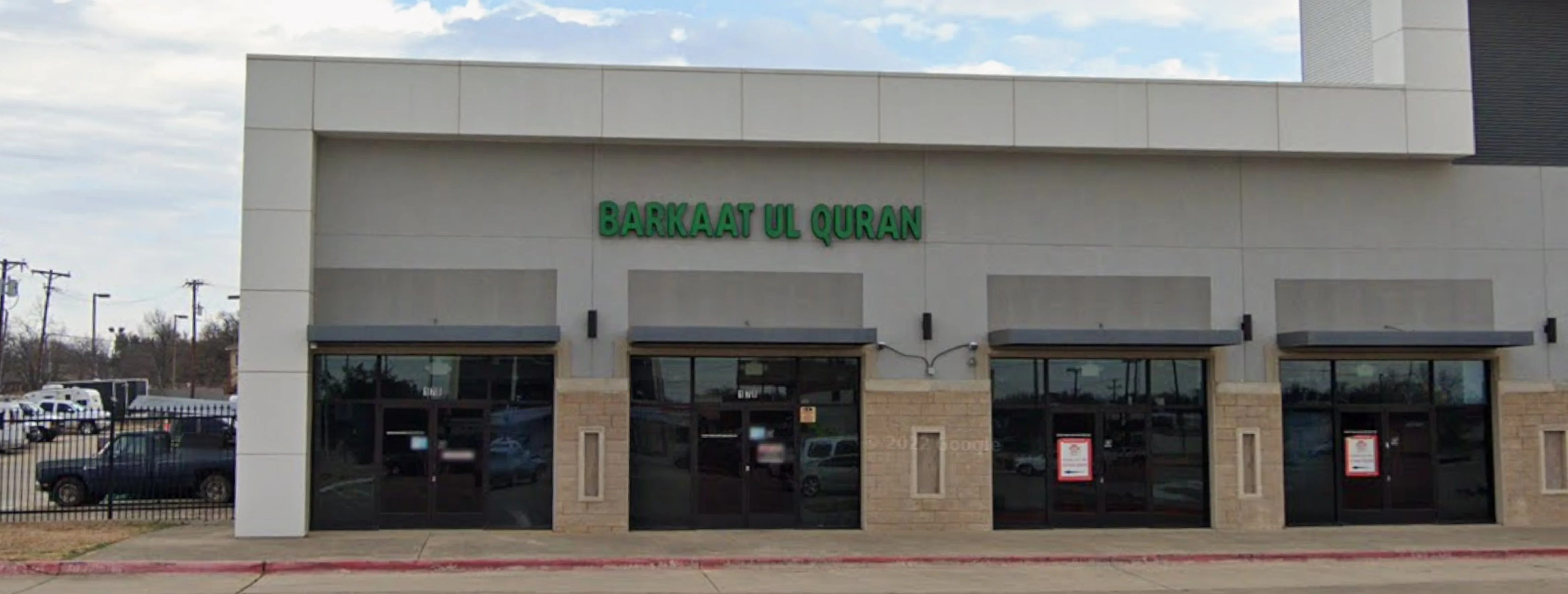 Exterior view of Barkaat-Ul-Quran Irving building